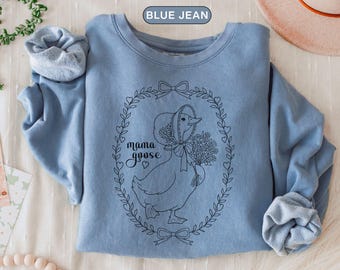 Mama Mother Goose Comfort Colors Sweatshirt, Vintage Style Crewneck, Cottagecore Mom Farmhouse Cozy Sweater, Grandmacore Country Gift