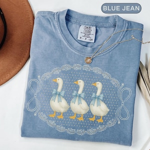 Vintage Country Geese Comfort Colors Shirt Silly Goose Lover Blue Tshirt Retro 1980s Kitchen Farmhouse Duck Tee Southern Cottagecore