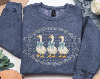 Country Geese Sweatshirt, Vintage Style Kitchen Farmhouse Crewneck, Retro Mama Cottagecore Sweater