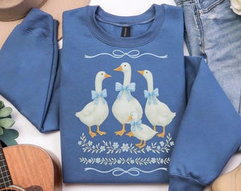 Country Geese Sweatshirt, Vintage Style Kitchen Farmhouse Crewneck, Retro Mama Cottagecore Sweater