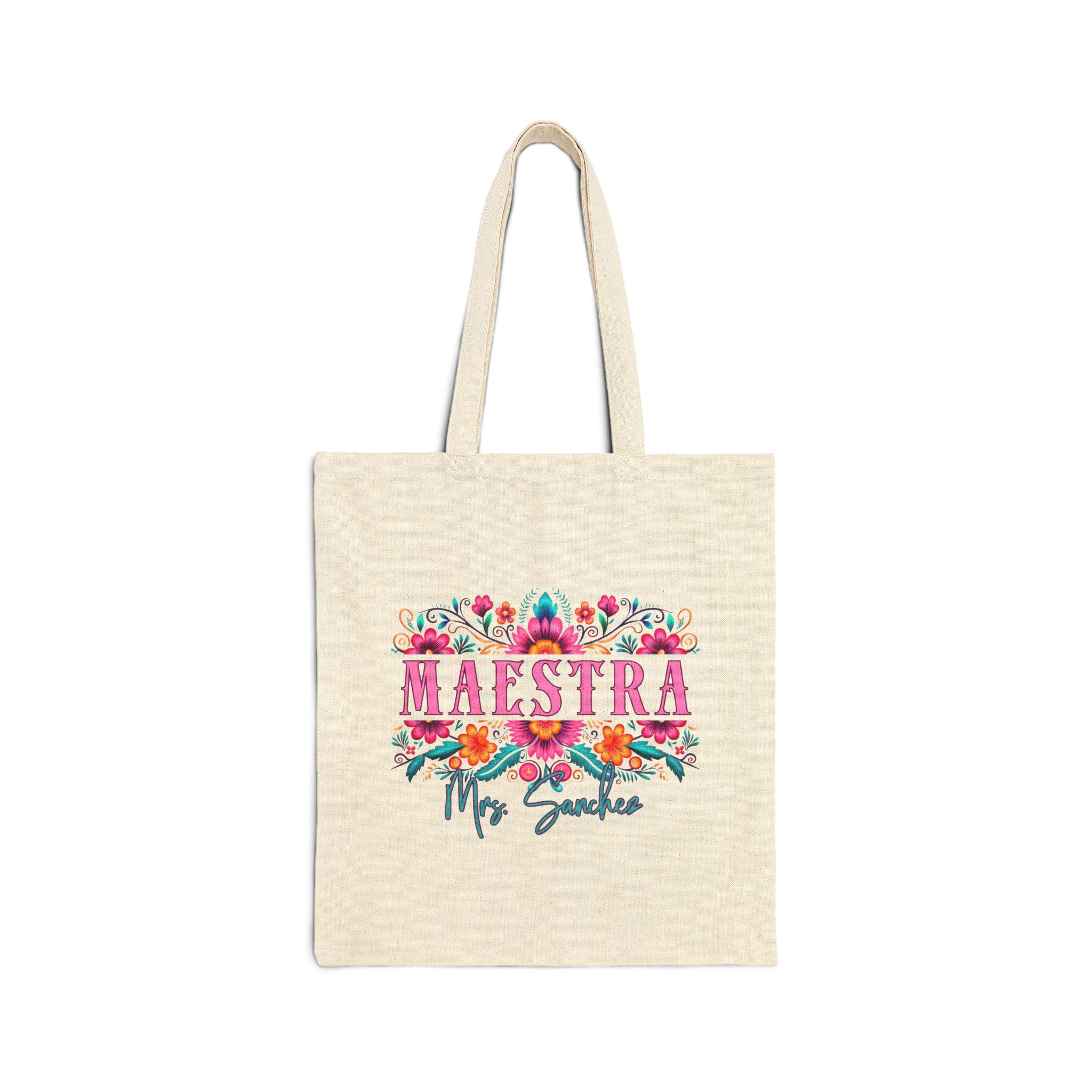 Maestra Custom Spanish Teacher Canvas Tote Bag Maestra Gift Bilingual ...