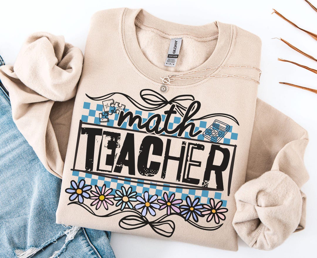 Happy Math Sweater Math Teacher Retro Sweatshirt, Back to School Staff Crewneck, Algebra ...