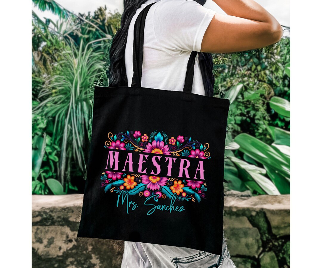 Maestra Custom Spanish Teacher Canvas Tote Bag Maestra Gift Bilingual ...
