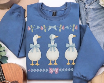 Country Geese Sweatshirt, Vintage Style Kitchen Farmhouse Crewneck, Retro Mama Cottagecore Nostalgic Sweater