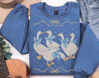 Vintage Country Geese Sweatshirt, Retro Grandmacore Crewneck, Goose Lover Nostalgic Cottage Core Sweater
