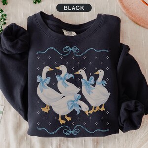Vintage Country Geese Comfort Colors Sweatshirt Blue 1980s Kitchen Farmhouse Crewneck Silly Goose Lover Tshirt Retro Mama Cottagecore Black