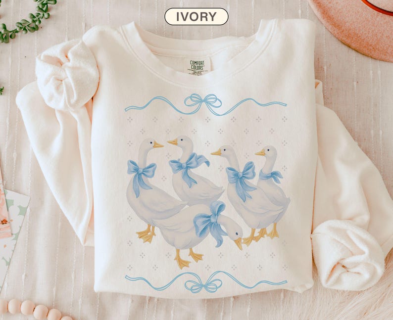 Vintage Country Geese Comfort Colors Sweatshirt Blue 1980s Kitchen Farmhouse Crewneck Silly Goose Lover Tshirt Retro Mama Cottagecore image 9