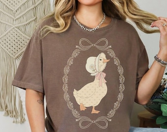 Vintage Goose Comfort Colors Shirt, Mama Goose Tshirt, Cottagecore Duck Shirt, Farmhouse Cozy Tee, Grandmacore Country Gift
