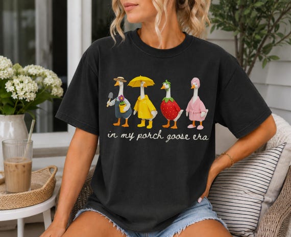 In My Porch Goose Era Comfort Colors Shirt, Backyard Garden Geese Lover Tshirt, Funny Goose Gift