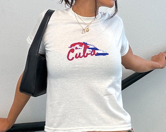 Cuba Baby Tee Patriotic Cuba Island 90s Baby Tee Latinx Baby Tee Cubana Y2K Baby Tee Graphic Baby Tees Women Hispanic Heritage Spanish Gift