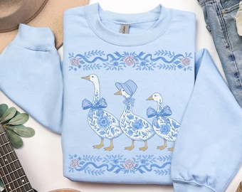 Country Geese Sweatshirt, Vintage Style Kitchen Farmhouse Crewneck, Retro Mama Cottagecore Nostalgic Sweater