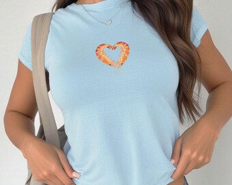 Shrimp Heart 90s Baby Tee La Dolce Vita Shirt Fisherman Aesthetic Tomato Girl Tee Ocean Inspired Style Italian Summer Y2k Seafood