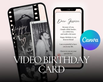 Animated Birthday Card, Video Card, Digital Video Birthday Card, Birthday Card For a Friend, Video Collage Card, Black and White Card, 18th