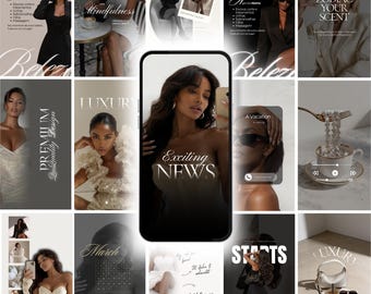 Instagram Story Templates, AI Visuals, Canva Editable, Ivory And Beige, Luxury (Digital Download)
