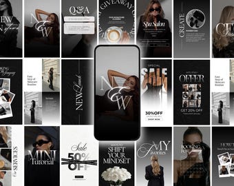 Instagram Story Templates, AI Visuals, Canva Editable, Dark (Digital Download)