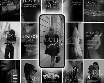 Black and White Instagram Templates: AI Visuals, Canva Editable (Digital Download)