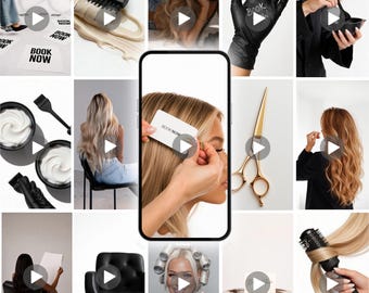 AI Instagram Reels Videos, Neutral, Hair Salon, Canva Templates (Digital Download)