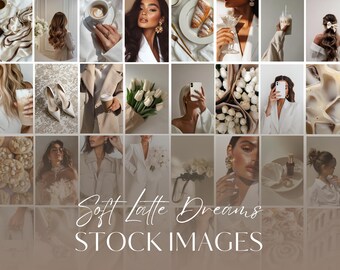 AI stock photos, aesthetic beige images, neutral feminine content, faceless cream visuals, digital download, Instagram branding bundle