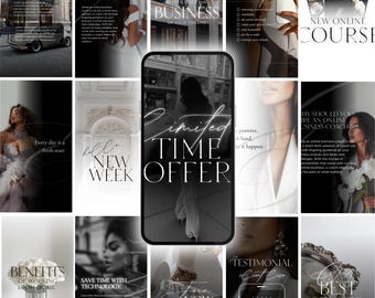 Dark Luxury Instagram Templates: AI Visuals, Canva Editable (Digital Download)