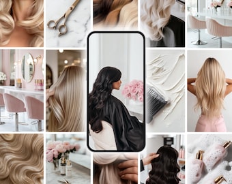 Hair Salon Stock Photos, Social Media Templates (Digital Download)