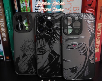 Custodia per telefono anime Jujutsu Kaisen personalizzata per iPhone 15 14 13 12 11 Pro Max 13 12 Mini X.. / Gojo Satoru, Sukuna, Yuji e Yuta di JJK