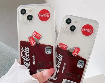 Unique Coca Cola Case With Actual Liquid Flowing for iPhone 15 14 13 12 11 Pro Max 13 12 Mini X.. | Iconic Coca Cola Phone Case