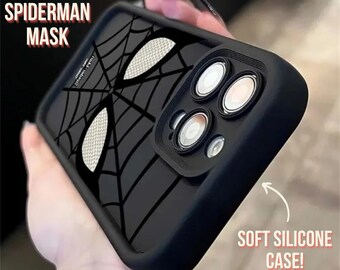 Funda de teléfono con máscara inspirada en Spiderman para iPhone 15, 14, 13, 12, 11, XR, XS, X - Funda de teléfono personalizada inspirada en Marvel y Spiderman