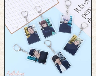 Porte-clés acrylique Jujutsu Kaisen personnalisés de vos personnages préférés comme Gojo Satoru, Toji Fushiguro, Suguru Geto, Nanami Kento, Shoko Ieri