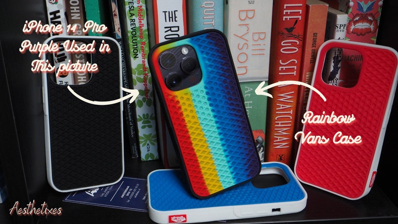 Custom Vans Inspired Case Unique Waffle Sole Rubber Case for iPhone 15, 14, 13, 12, 11, XR, XS, X OLD Skool Inspired iPhone Cases Rainbow