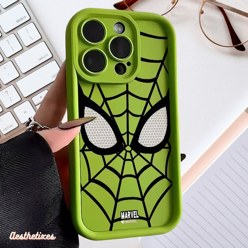 Von Spiderman inspirierte Masken-Handyhülle für iPhone 15, 14, 13, 12, 11, XR, XS, X Marvel & Spiderman inspirierte individuelle Handyhülle Bild 5