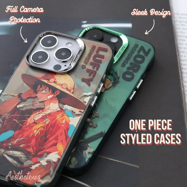 Custom One Piece Anime Phone Case for iPhone 15 14 13 12 11 Pro Max.. | Roronoa Zoro and Monkey D Luffy From One Piece Inspired Gear 5