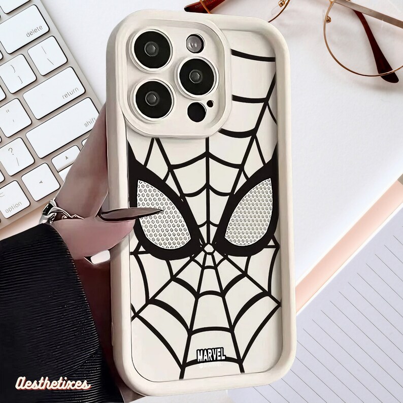 Von Spiderman inspirierte Masken-Handyhülle für iPhone 15, 14, 13, 12, 11, XR, XS, X Marvel & Spiderman inspirierte individuelle Handyhülle Bild 3