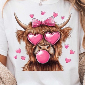 Highland Cow png, Valentine Coquette Png, Valentine&#39;s Day png, Retro Valentine Png, Valentine Heart Png, Love Png, Png Sublimation Designs