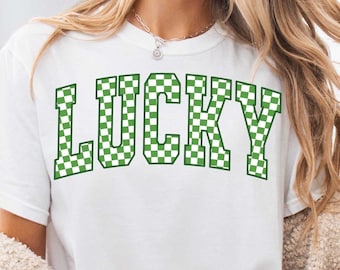 Lucky Varsity PNG, Lucky Checkered PNG, St Patrick's Day Png, Retro Shamrock Png, Lucky Png, St Pattys Day Png, Retro St Patrick Sublimation