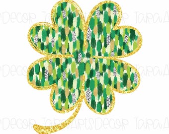 Coquette St Patrick's Day PNG, Retro St Pattys Day Png, Shamrock Png, St Patricks Day Shamrock Brushstroke Glitter Png Sublimation Design