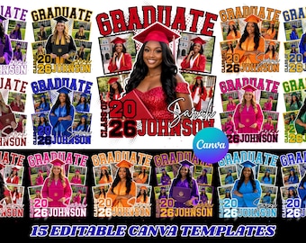 15x Graduation Photo Shirt Bundle Template Canva, Editable Class of 2026 Senior T-shirt Templates, High School Grad PNG Designs, Diy Grad