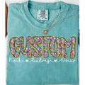 Custom Preppy Glitter Floral PNG, Personalized Mom with Kids Names PNG, Retro Floral Mama Png, Custom Preppy Checkered Mama Kids Names Png