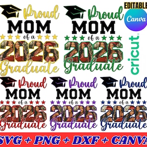 Proud Family Graduation 2026 Editable CANVA Template, Graduation 2026 SVG PNG, 2026 Graduate Photo Personalized Graduation Svg Class of 2026