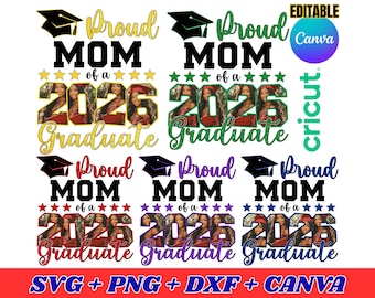 Proud Family Graduation 2026 Editable CANVA Template, Graduation 2026 SVG PNG, 2026 Graduate Photo Personalized Graduation Svg Class of 2026