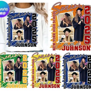 Custom Senior Graduation Editable Canva Template Bundle, Personalized Class of 2025, High School Grad Gift, Custom Senior Shirt Senior 2025