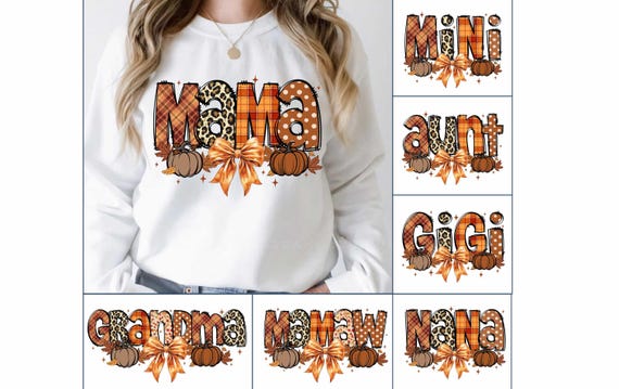 Retro Thanksgiving Pumpkin Mama Mini Aunt Grandma Png Designs, Thanksgiving Mama Png, Thankful Mama Png, Fall Png, Thanksgiving Sublimation