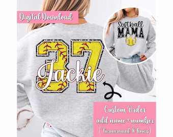 Personalized Softball Mom PNG, Custom Softball Name Png, Gameday Softball Png, Custom Softball Png, Customized Softball Number, Sublimation