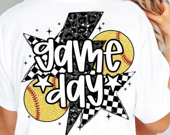 Brokatowy Softball PNG, Game Day Softball PNG, Retro Softball PNG, Checkered Softball Game Day Png Sublimacja, Softball Mama/Mom Png, Lampart