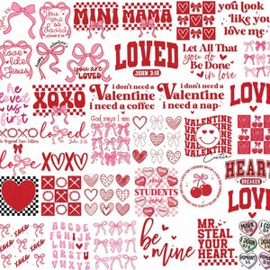 40 Valentine&#39;s day svg bundle, Valentine Day Svg, Retro Valentine svg png, Valentine Design for Shirt, Trendy Heart Love Cricut Sublimation