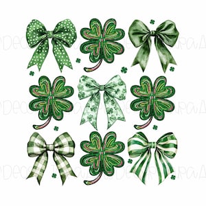 Coquette Patrick&#39;s Day Bow Png, Patricks Day Png, Shamrock Lucky Bow Png, Trendy Png, Irish Patrick Day Shirt Png, Brushstroke, Sublimation