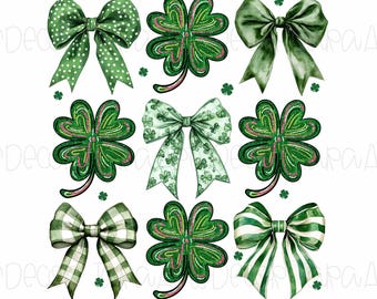 Coquette Patrick's Day Bow Png, Patricks Day Png, Shamrock Lucky Bow Png, Trendy Png, Irish Patrick Day Shirt Png, Brushstroke, Sublimation