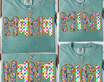 Glitter Floral Mama Nana Gigi PNG Bundle, Preppy Mama Png, Mothers Day Png, Mama Flower Png, Retro Mama Png, Preppy Gigi, Nana, Mom Life Png