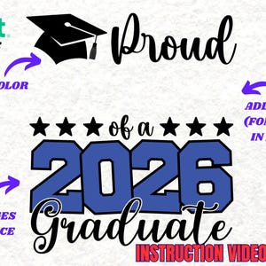 Stolze Familie Abschluss 2026 bearbeitbare CANVA-Vorlage, Abschluss 2026 SVG PNG, 2026 graduate Foto personalisierte Abschluss svg Klasse von 2026 Bild 3
