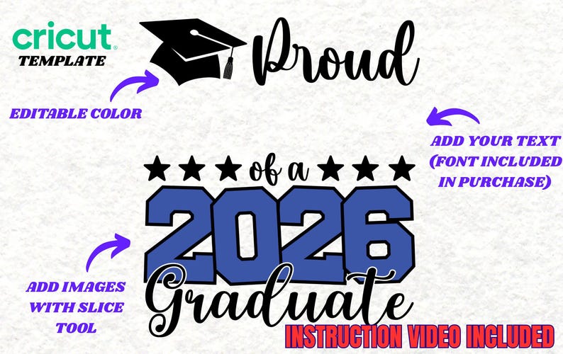 Stolze Familie Abschluss 2026 bearbeitbare CANVA-Vorlage, Abschluss 2026 SVG PNG, 2026 graduate Foto personalisierte Abschluss svg Klasse von 2026 Bild 3