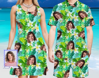 Customized Photo Hawaiian Shirt for Man Woman, Custom Hawaiian Shirt with Face, Personalized Hawaiian Dress,Family Travel,Summer Party Shirt